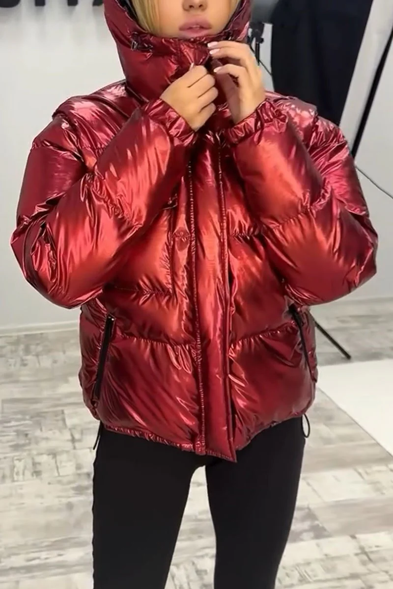 Solid Color Long Sleeve Hooded Jacket