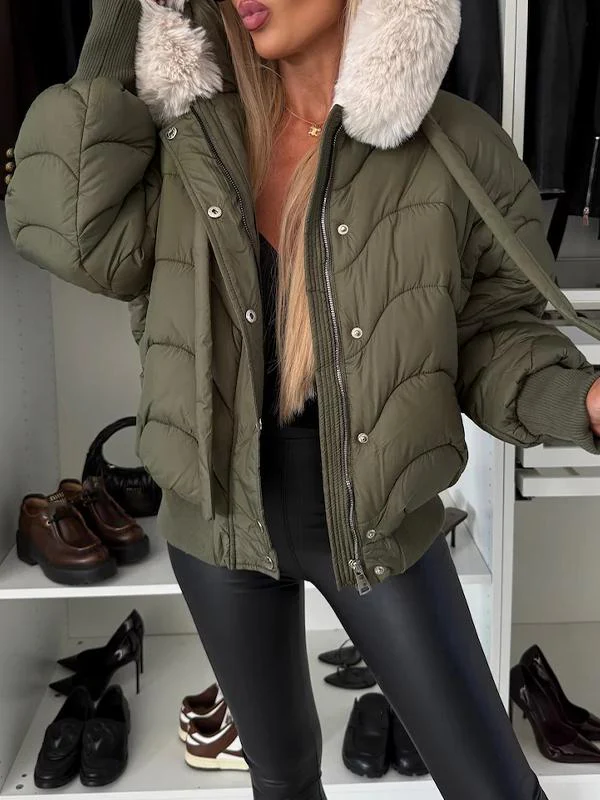 Women's Hooded Long Sleeve Fur Hat Casual Coat